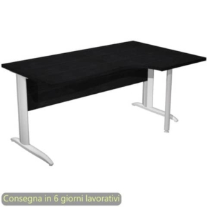 Scrivania penisola dx nero ven. frassino 160x60/80/100xH.72 cm gamba ad L metallo grigio Presto Compact - 008K211/8/AA