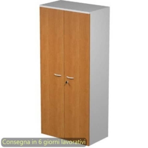 Mobile alto con serratura Presto 80x44xH.180 cm - struttura grigia Artexport ante noce chiaro