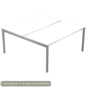Scrivania Bench doppia piano bianco 120x164xH.72,5 cm gamba a ponte metallo grigio Presto Venere Plus 664B-NOPAR/3