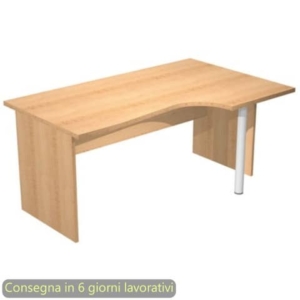 Scrivania penisola destra piano faggio 160x60/80/100xH72 cm gamba a pannello in melaminico Presto Compact - 008PAN11/6