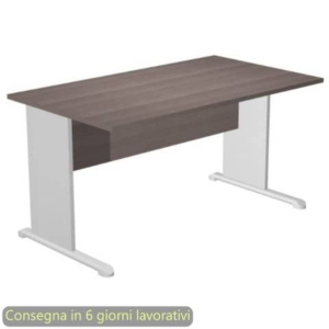 Scrivania frassino toscano 120x80xH72 cm gamba a pannello grigia con piede metallico linea Presto Artexport 004L/F5