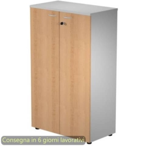 Mobile medio con serratura Presto 80x44xH.120 cm - struttura grigia Artexport ante faggio - 535-69M/6