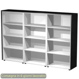 Composizione 3 mobili a giorno medi 162,8x43xH.158,2 cm Flora Artexport nero venato frassino - 937T/8