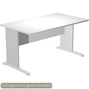Scrivania piano bianco 140x80xH.72 cm gamba a pannello grigia con piede metallico linea Presto Artexport 002L/35