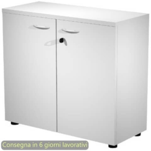 Mobile basso con ante in melaminico con serratura 80x35xH.72 cm Presto Artexport bianco - 030-67M/3