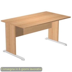 Scrivania piano faggio 140x80xH.72 cm gamba a pannello in tinta con piede metallico linea Presto Artexport 002L/6