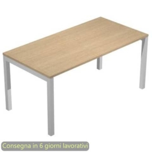 Scrivania piano rovere 160x80x72,5 cm - gamba a ponte metallo grigio alluminio Presto Venere Plus Artexport - 663/C