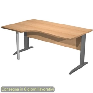 Scrivania penisola sinistra piano faggio 160x60/80/100xH.72 cm gamba a L metallo antracite - Presto Compact 009K211/6/AF