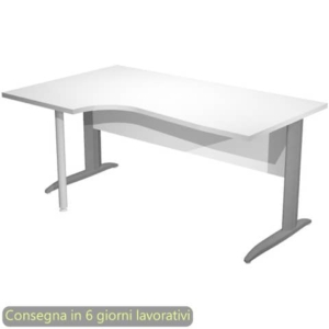 Scrivania penisola sinistra piano bianco 160x60/80/100xH.72 cm gamba a L metallo antracite - Presto Compact 009K211/3/AF