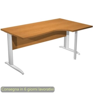 Scrivania penisola destra noce chiaro 160x60/80/100xH.72 cm gamba ad L metallo grigio Presto Compact - 008K211/4/AA