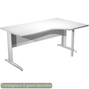 Scrivania penisola destra piano bianco 160x60/80/100xH.72 cm gamba ad L metallo bianco opaco Presto Compact 008K211/3/AN