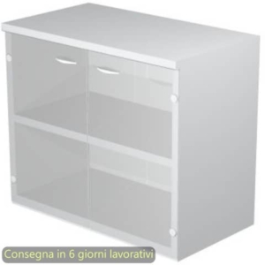 Mobile basso con ante in vetro satinato 80x35xH.72 cm Presto Artexport grigio 030-67G/9