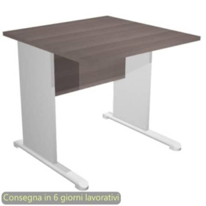 Scrivania frassino toscano 80x80xH.72 cm gamba a pannello grigia con piede metallico linea Presto Artexport 001L/F5
