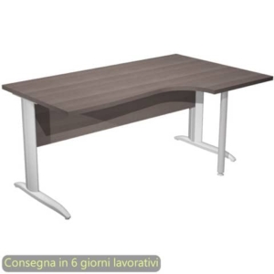 Scrivania penisola dx frassino toscano 160x60/80/100xH.72 cm gamba ad L metallo grigio Presto Compact - 008K211/F/AA