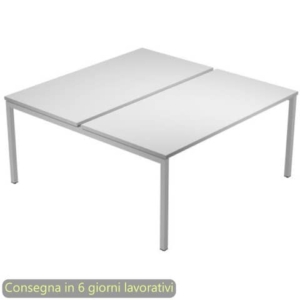 Scrivania Bench doppia piano grigio 120x164xH.72,5 cm gamba a ponte metallo grigio Presto Venere Plus 664B-NOPAR/4
