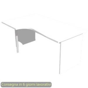 Scrivania penisola sinistra piano bianco 160x60/80/100xH72 cm gamba a pannello in melaminico Presto Compact - 009PAN11/3