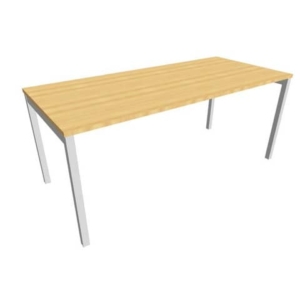 Scrivania piano faggio 180x80xH.75 cm gamba a ponte in acciaio argento linea Practika P3 Quadrifoglio - ECSPT180-FA-A