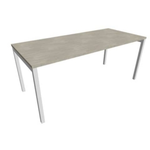 Scrivania piano cemento 180x80xH.75 cm gamba a ponte in acciaio argento linea Practika P3 Quadrifoglio - ECSPT180-CL-A