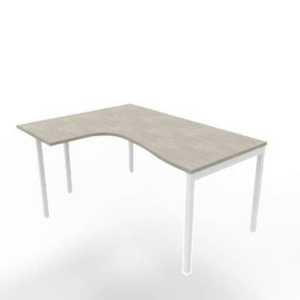Scrivania penisola sx piano cemento 160x120xH.75 cm gamba a ponte in acciaio bianco linea Practika P3 - ECSPT16S-CL-I