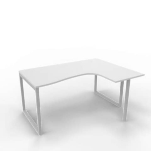 Scrivania penisola destra piano grigio 160x120xH.75 cm gamba ad anello acciaio argento Practika P2 ECSAT16D-GR-A