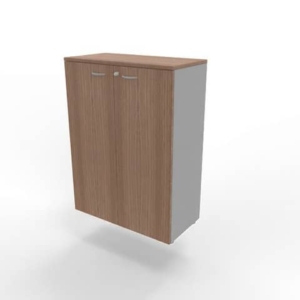 Armadio medio con ante noce canaletto scocca argento 90x45xH.123,2 cm linea Practika Quadrifoglio - ECEM90M-NO-AA-NO