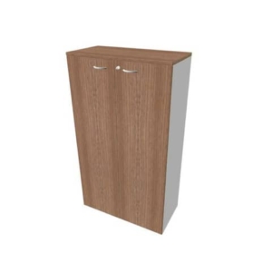 Armadio medio con ante noce canaletto scocca argento 90x45xH.160 cm linea Practika Quadrifoglio - ECEL90L-NO-AA-NO