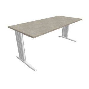 Scrivania piano cemento 180x80xH.75 cm gamba a L in acciaio argento linea Practika P1 Quadrifoglio - ECSMT180-CL-A