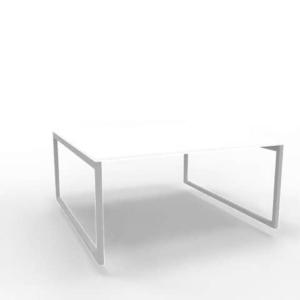 Bench piano bianco 160x160xH.75 cm gamba ad anello in acciaio argento linea Practika P2 Quadrifoglio - ECBEA16-BA-A