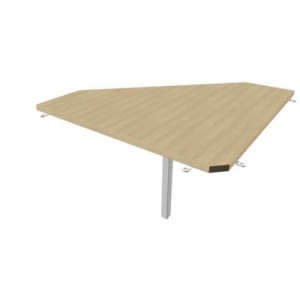 Raccordo 90° piano rovere 84x84xH.75 cm gamba in acciaio argento per scrivanie Practika P1 Quadrifoglio ECRA9001-RK-A