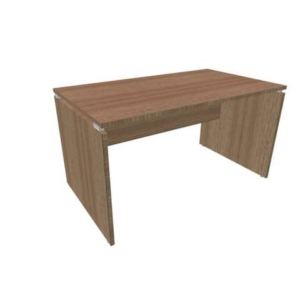 Scrivania piano noce canaletto 140x80xH.75 cm fianco a pannello in melaminico in tinta Practika P4