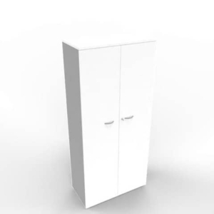 Armadio alto con ante battenti bianche scocca argento 90x45xH.200 cm linea Practika Quadrifoglio - ECES90S-BA-AA-BA