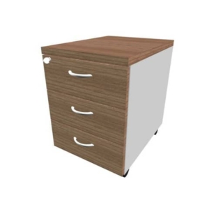 Cassettiera noce canaletto 3 cassetti 42x56x58 cm con ruote e serratura linea Practika Quadrifoglio PKCA0003-NO-AA