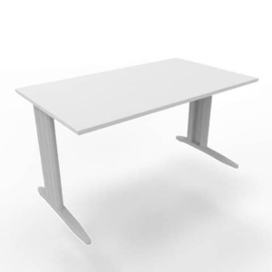 Scrivania piano grigio 140x80xH.75 cm gamba a L in acciaio argento linea Practika P1 Quadrifoglio - ECSMT140-GR-A