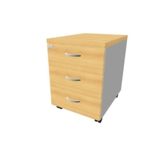 Cassettiera faggio 3 cassetti 42x56x58 cm con ruote e serratura linea Practika Quadrifoglio PKCA0003-FA-AA