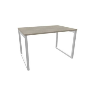 Scrivania piano cemento 120x80xH.75 cm gamba ad anello in acciaio argento linea Practika P2 Quadrifoglio - ECSAT120-CL-A