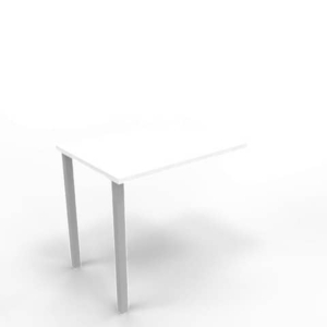 Dattilo scrivania sospeso piano bianco 80x60xH.75 cm gamba sez. quadrata in acciaio argento Practika ECDM080-BA-A