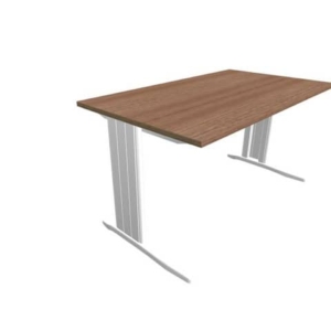 Scrivania piano noce canaletto 140x80xH.75 cm gamba a L in acciaio argento linea Practika P1 ECSMT140-NO-A