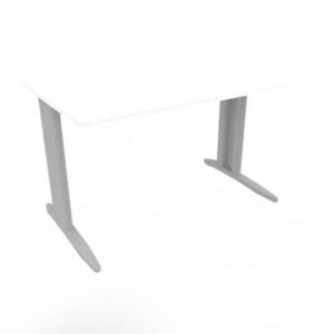 Scrivania piano bianco120x80xH.75 cm gamba a L in acciaio argento linea Practika P1 Quadrifoglio - ECSMT120-BA-A