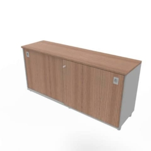 Armadio basso altezza scrivania ante scorrevoli noce canaletto doppia larghezza 160x45xH.73 cm - ECEB16S-NO-NO