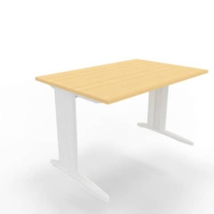 Scrivania piano faggio120x80xH.75 cm gamba a L in acciaio bianco linea Practika P1 Quadrifoglio - ECSMT120-FA-I