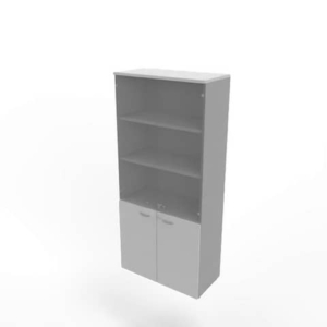 Armadio alto con ante basse grigio e alte in vetro scocca argento 90x45xH.200 cm Practika - ECE490V-GR-AA-GE