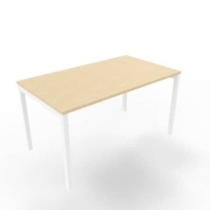 Scrivania piano rovere 140x80xH.75 cm gamba a ponte in acciaio bianco linea Practika P3 Quadrifoglio - ECSPT140-RK-I