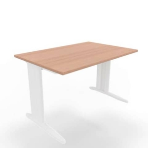 Scrivania piano noce canaletto 120x80xH.75 cm gamba a L in acciaio bianco linea Practika P1 ECSMT120-NO-I