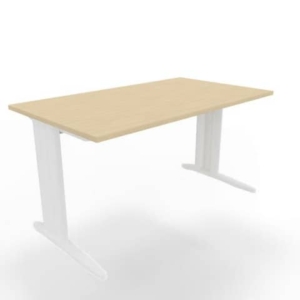 Scrivania piano rovere 140x80xH.75 cm gamba a L in acciaio bianco linea Practika P1 Quadrifoglio - ECSMT140-RK-I