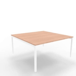 Bench piano noce canaletto 160x160xH.75 cm gamba a ponte in acciaio bianco linea Practika P3 Quadrifoglio - ECBEC16-NO-A