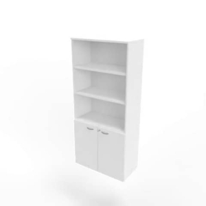 Armadio alto con ante basse bianche scocca bianca 90x45xH.200 cm linea Practika Quadrifoglio - ECEB90S-BA-BA-BA