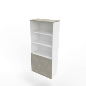 Armadio alto con ante basse cemento scocca bianca 90x45xH.200 cm linea Practika Quadrifoglio - ECEB90S-CL-BA-CL