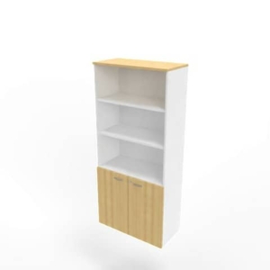 Armadio alto con ante basse faggio scocca bianca 90x45xH.200 cm linea Practika Quadrifoglio - ECEB90S-FA-BA-FA