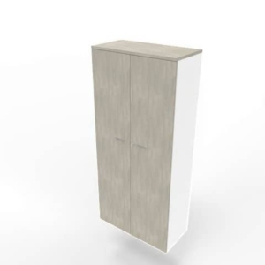 Armadio alto con ante battenti cemento scocca bianca 90x45xH.200 cm linea Practika Quadrifoglio - ECES90S-CL-BA-CL