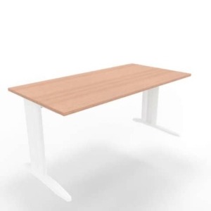 Scrivania piano noce canaletto 160x80xH.75 cm gamba a L in acciaio bianco linea Practika P1 ECSMT160-NO-I